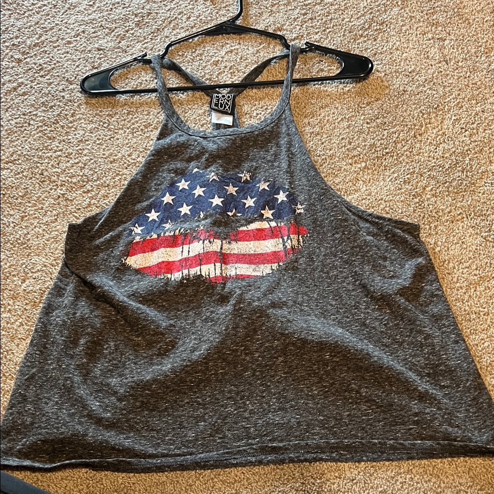 Edgy USA Lips Graphic Tank Top